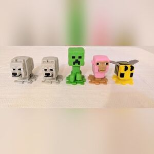 Minecraft Figure Collection | Set of 5 Rare Mobs | Pink Sheep & Bee